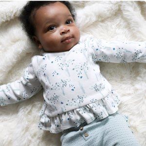 LIKE NEW Oliver and Rain Light Blue Ruffle Legging & Peplum Outfit Sz6m